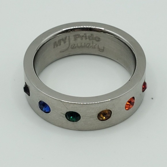 LGBT Gay Pride Ring Size 8 Stainless Steel‎ Rainbow Fashion Jewelry - Picture 2 of 8